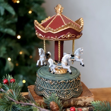 Cutie muzicală carusel din rășină, pictată manual, „Noël Music Box” - Img 5