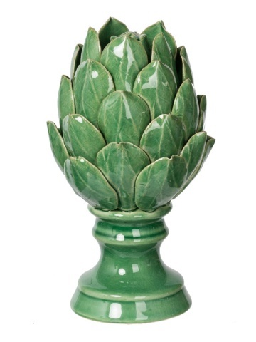 Decoratiune de masa, verde, din ceramica, forma de anghinare, Artichoke