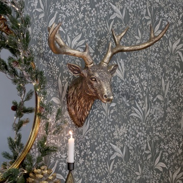 Decorațiune pentru perete din polirășină, finisaj alamă antichizată, „Deer” - Img 2