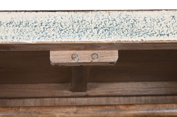Dulap înalt vintage din lemn de pin, alb, cu 2 uși, 2 sertare, bară pentru haine și medalion din metal, finisaj antichizat, 180 x 88 x 52 cm, „Squr” - Img 7