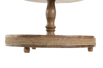 Etajeră de masă din lemn de mango, maro, cu 3 tăvi rotunde și frânghie pe margini, finisaj natural, 63 x Ø 38 cm, „Rovena” - Img 5
