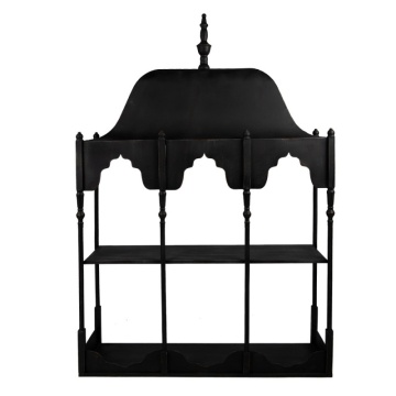 Etajera de perete, neagra, din metal, cu 1 raft, Bica