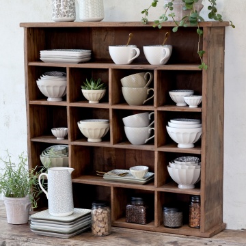 Etajeră din lemn reciclat, cu compartimente, stil rustic, Grimaud - Img 2