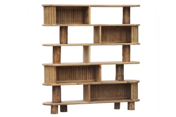 Etajeră din lemn reciclat, maro, aspect rustic, finisaj natural, 191 x 180 x 35 cm, „Suze”