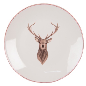 Farfurie alba, din portelan, design cerb, Ø 20 cm, Deer - Img 1
