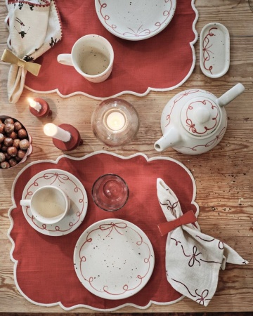 Farfurie decorativă vintage din ceramică, alb cu detalii albastre „Viola Bow” - Img 2