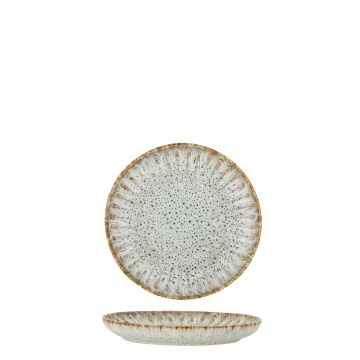 Farfurie din ceramică artizanală verde perlat cu striații fine și accente rustice, 17×2,5 cm, „Fleur" - Img 2