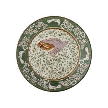 Farfurie din ceramică cu păsări și motive florale pictate manual, 16×2 cm, „Hezha"
