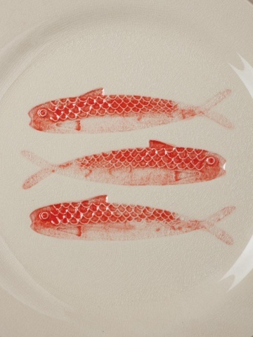 Farfurie din ceramică cu sardine roșii, Ø22 cm - Img 3