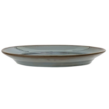 Farfurie din ceramică verde cu finisaj artizanal și margine maro, 28 cm, "Pixie" - Img 2
