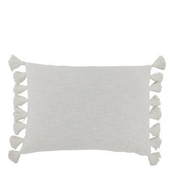 Fata de perna, din textil, cu ciucuri, 70x50 cm, White