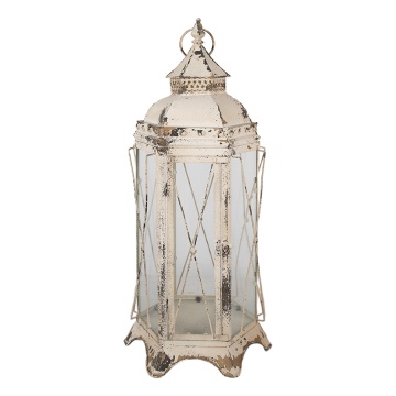 Felinar bej, din metal, aspect vintage H65 cm