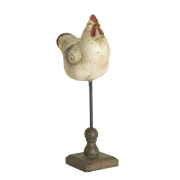 Figurină decorativă găină, din polirasină, bej, 13x8x32 cm