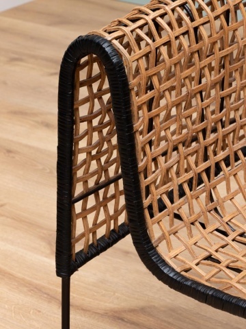 Fotoliu impletit din rattan, cu bordura decorativa neagră, "Asano" - Img 6