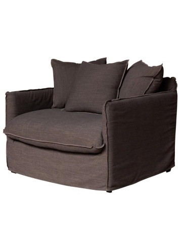 Fotoliu lounge maro din in natural, „Moka”