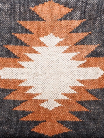 Fotoliu pentru living în stil etnic, gri, din kilim de lână și iută naturală, cu cadru din lemn de acacia, 61×80×75 cm, „Sioux” - Img 7
