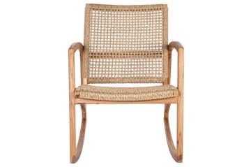 Fotoliu tip balansoar din lemn de tec si rattan - Img 5