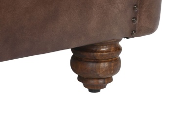 Fotoliu vintage din piele naturală maro închis, „Chesterfield" - Img 7