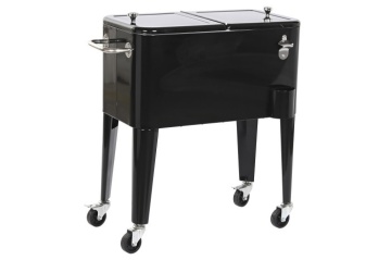 Frigider exterior vintage din oțel negru cu capac dublu, roți și sistem pasiv de răcire, 56 L, „Aruba” - Img 2