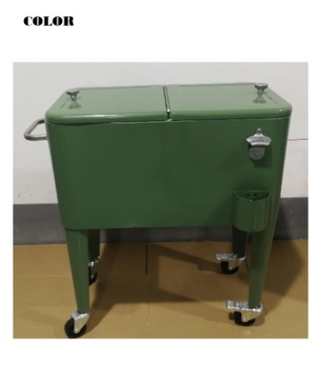 Frigider exterior vintage din oțel verde cu capac dublu, roți și sistem pasiv de răcire, 56 L, „Anika” - Img 3