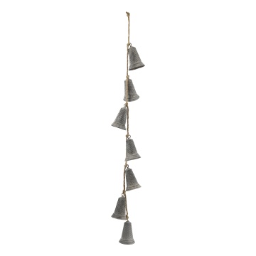 Ghirlandă decorativă cu 7 clopoței din metal, finisaj zinc antichizat - Img 1