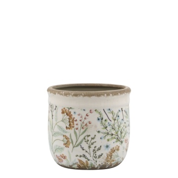 Ghiveci din ceramica cu motiv floral, H11/D12 cm Maxime