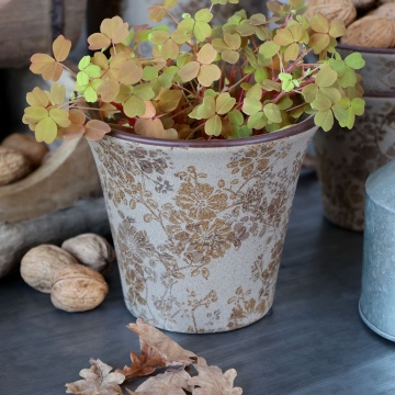 Ghiveci din ceramica, cu motive florale, D14.5cm, Melun - Img 2
