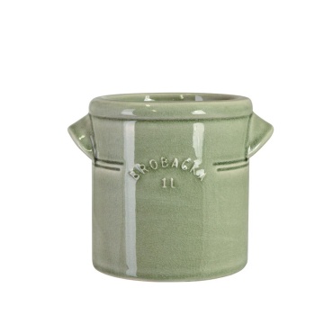 Ghiveci din ceramică glazurată manual 1L verde deschis, „Brobacka"