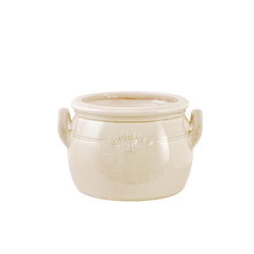 Ghiveci din ceramică glazurată manual 2L alb, „Brobacka"