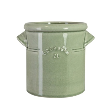 Ghiveci din ceramică glazurată manual 2L verde deschis, „Brobacka"