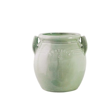 Ghiveci din ceramică glazurată manual 2L verde deschis înalt, „Brobacka"