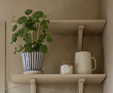 Ghiveci din ceramică pictat manual cu dungi, Ø 19 x H 16 cm, albastru, „Miriam" - Img 2