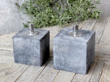 Lampă cu ulei stil rustic decorativ gri ciment și metal, „Frejus” - Img 2
