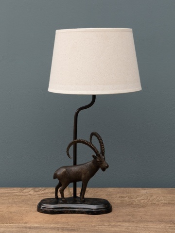 Lampa de masa, din alama, cu abajur din in, Ram - Img 2