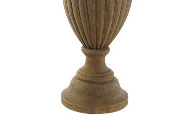 Lampă de masă din lemn sculptat cu abajur din iută naturală, 44×44×91 cm, „Coloniale" - Img 4