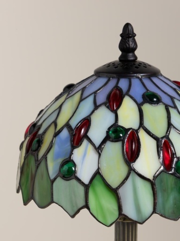 Lampa de masa din metal, cu abajur din sticla vitrata , "Bloom" - Img 2