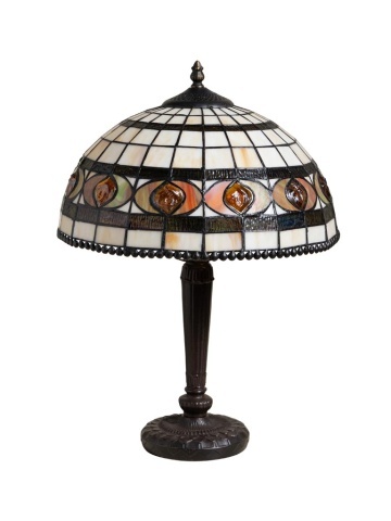 Lampa de masa din metal, cu abajur din sticla vitrata , "Vitralia"