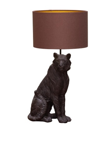 Lampa de masa, din rasina, cu abajur din textil, Black Tiger