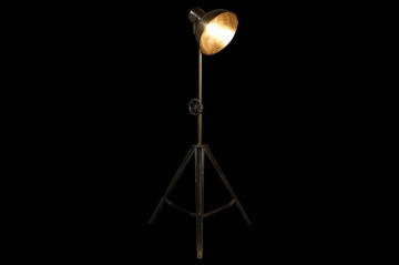 Lampă de podea industrială din metal, trepied reglabil, abajur tip reflector, finisaj argintiu antichizat, 74 x 61 x 182 cm, „Flashlight" - Img 3
