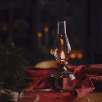 Lampă vintage cu petrol rotundă din sticlă cu arzător alamă antichizată, „Kerosene Elisabeth Round Small" - Img 4