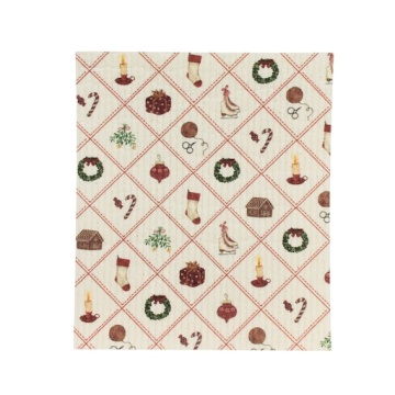 Lavetă artizanală din bumbac cu motiv de Crăciun, multicolor, 17×20 cm, „Christmas Time"