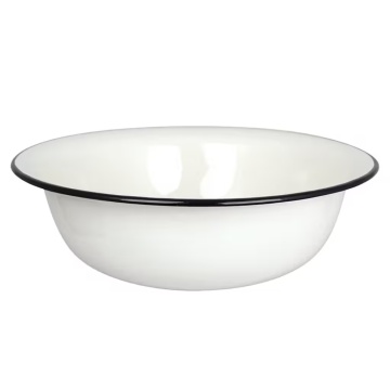 Lighean vintage din oțel emailat, alb offwhite, Ø40×H13 cm, 9L, „Emil's Enamel"