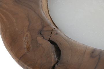 Lumânare decorativă tip ceară, stil natural rustic, culoare naturală, din ceară și lemn de tec, „Teak” - Img 4