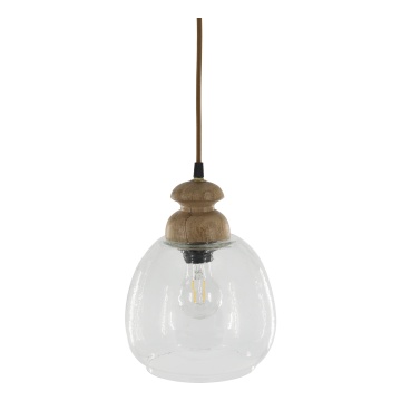Lustra din sticla si lemn de mango, H25/D16cm, 40W