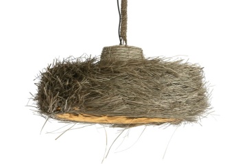 Lustră suspendată boho din fibre naturale, 64x64x34 cm, „Solea"