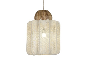 Lustră suspendată din bumbac și iarbă de mare împletită, maro deschis, finisaj natural, 52 x 38 cm, „Gournay” - Img 2