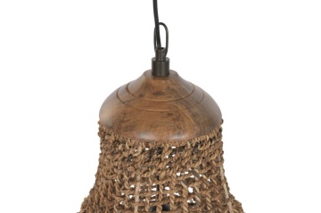 Lustră suspendată din fibre naturale împletite manual, natur, 55 x 75 cm, „Péronne” - Img 4