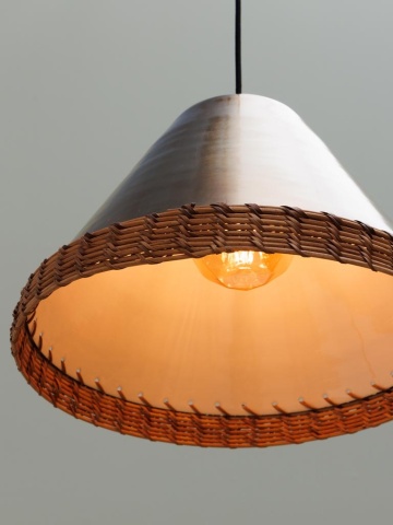 Lustra suspendată din metal și rattan, Ø41 cm, „Sabia” - Img 5