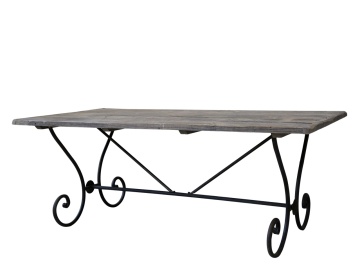 Masa de dining din lemn de pin si metal, "Old French"