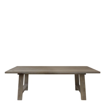 Masă dining din lemn reciclat, natur, 10 locuri, cu bază în formă de capră, 77 x 200 x 110 cm, „Ménerbes”